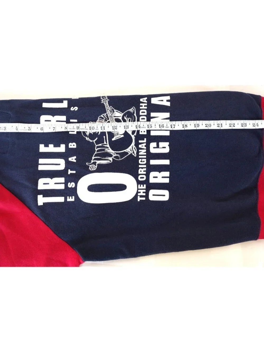 True Religion Classic Buddha Full-Zip Raglan Hoodie Red and Blue Size Medium